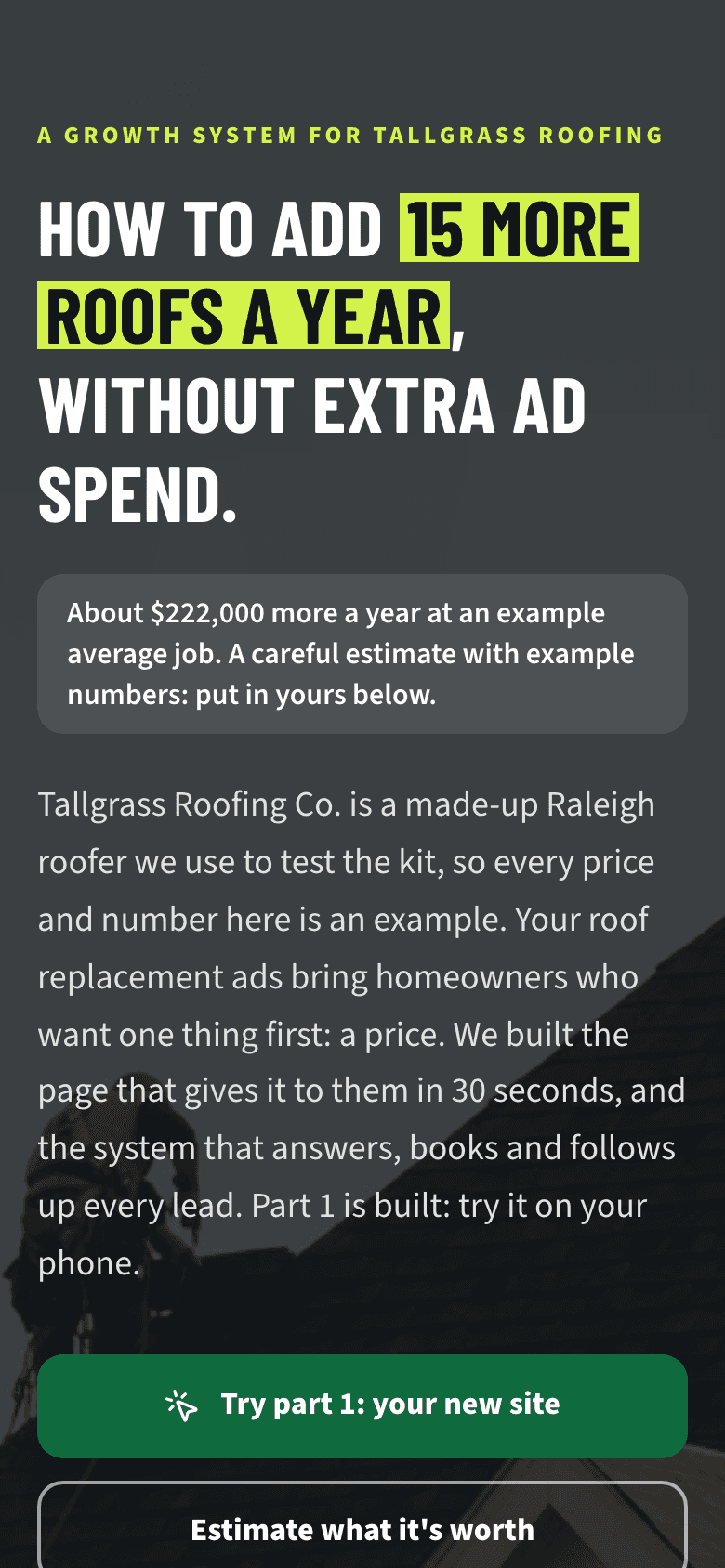 The proposal opens with what it could be worth, from example numbers.